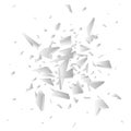 Vector realistic shards of broken glass on white background. Royalty Free Stock Photo