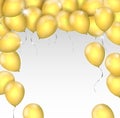 Vector realistic shiny gold balloons frame with space for your text