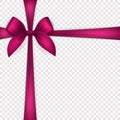 Vector Realistic Silk Pink Gift Ribbon, Satin Bow for Greeting Card, Gift, Isolated. Bow Design Template, Concept for