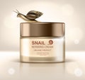 skin care product with snail - moisturizing cream with organic slime. Cosmetic product packaging. Vector