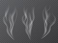 Vector realistic smoke effect set isolated on transparent background. Royalty Free Stock Photo