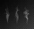 Vector realistic smoke or steam set isolated on dark background Royalty Free Stock Photo