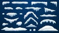 Vector realistic snow caps, roof ice and snowballs Royalty Free Stock Photo