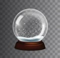 Vector realistic snow globe illustration isolated on dark background Royalty Free Stock Photo