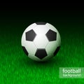 Vector realistic soccer ball on field grass Royalty Free Stock Photo