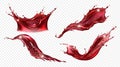 Vector realistic splash of wine or red juice Royalty Free Stock Photo