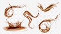 Vector realistic splashes of coffee, cola or whiskey Royalty Free Stock Photo