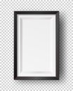 Vector realistic square empty picture frame. Mockup template with black frame boarder isolated Royalty Free Stock Photo