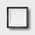 Vector realistic square empty picture frame. Mockup template with black frame boarder isolated Royalty Free Stock Photo
