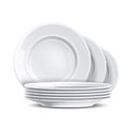 Vector realistic stack of clean plate white mockup