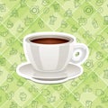 Vector realistic sticker icon with cup of coffee Royalty Free Stock Photo