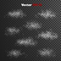 Vector realistic storm thick clouds of steam, vapour misty fog