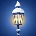 Vector realistic streetlight with snowcap new year