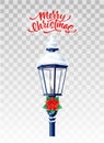 Vector realistic streetlight with snowcap new year