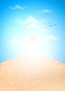 Vector realistic summer sand island ocean sea sky Royalty Free Stock Photo