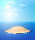 Vector realistic summer sand island ocean sea sky Royalty Free Stock Photo
