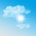 Vector realistic sun with clouds illustration isolated on transparent background Royalty Free Stock Photo