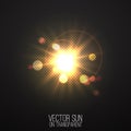 Vector realistic sun on transparent .