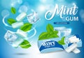 Mint chewing gum ads vector realistic illustration Royalty Free Stock Photo