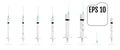 Vector realistic syringe with needle, isolated on white