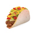 Vector Realistic Taco Illustration . Isolated On White Background