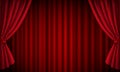 Vector realistic theatre stage with open red velvet curtains Royalty Free Stock Photo