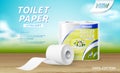 Vector realistic toilet paper roll package mockup Royalty Free Stock Photo