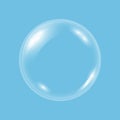 Vector realistic transparent soap water bubble