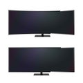 Vector realistic ultra wide curved modern computer LCD monitor. Front view television or computer black screen mock up Royalty Free Stock Photo