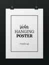 Vector realistic vertical hanging poster mock up for your design