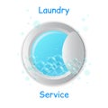 Vector realistic washing-machine door with soup bubbles