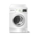 Vector realistic washing machine with smart display on white background. Electric appliance for housework, laundry. Royalty Free Stock Photo