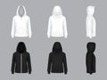Vector realistic white and black hoodie models