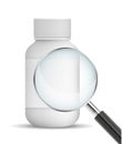 Vector realistic white bottle template with magnifying glass - i