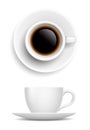 Vector realistic white cup of coffee - side and top view isolate Royalty Free Stock Photo