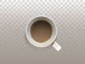 Vector realistic white cup of coffee, top view