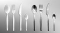 Vector realistic white plastic and steel cutlery Royalty Free Stock Photo