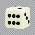 Vector realistic white playing cube isolated on transparent background