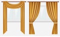 Vector realistic windows with curtains and drapes set Royalty Free Stock Photo