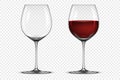 Vector realistic wineglass icon set - empty and with red wine, isolated on transparent background. Design template Royalty Free Stock Photo