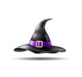 Vector realistic witch pointed hat with buckle