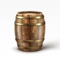 Vector realistic wooden barrel for wine or beer