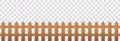 Vector realistic wooden picket fence