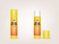 Vector realistic yellow tubes of glue stick Royalty Free Stock Photo