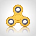 Vector realistic yellow turquoise hand fidget spinner toy stress relieving on white background. Anti stress and Royalty Free Stock Photo