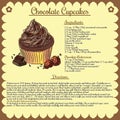 Vector recipe. Chocolate cupcake