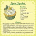 Vector recipe. Lemon cupcake