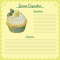 Vector recipe. Lemon cupcake