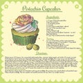 Vector recipe. Pistachio cupcake