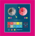 Vector Record and Mixing Deck on a bright pink background Royalty Free Stock Photo